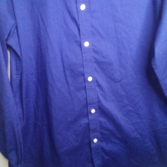 Izod Advantage Performance Mens M Button Up Shirt Long Sleeve Slim Fit Blue - Picture 8 of 14